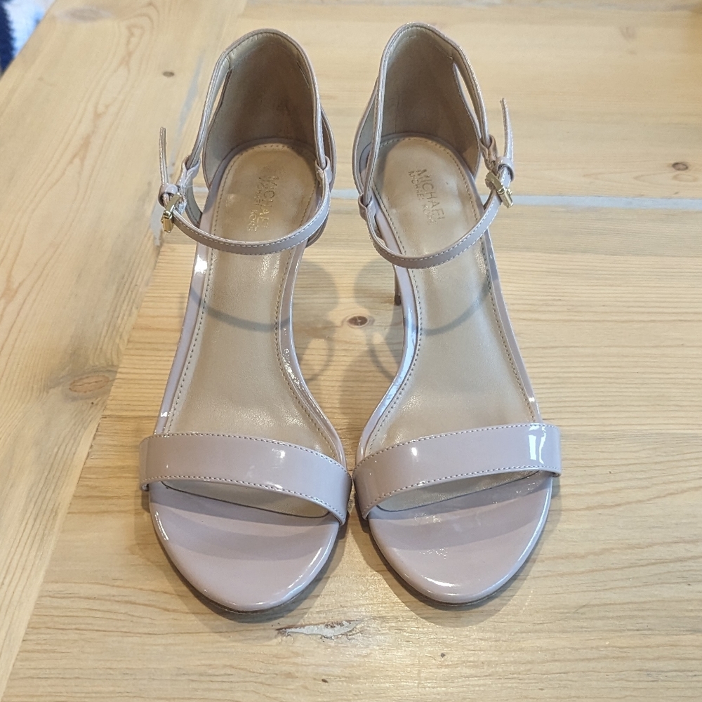 Nude/Blush Patent Leather Sandaled Heel (Strappy)